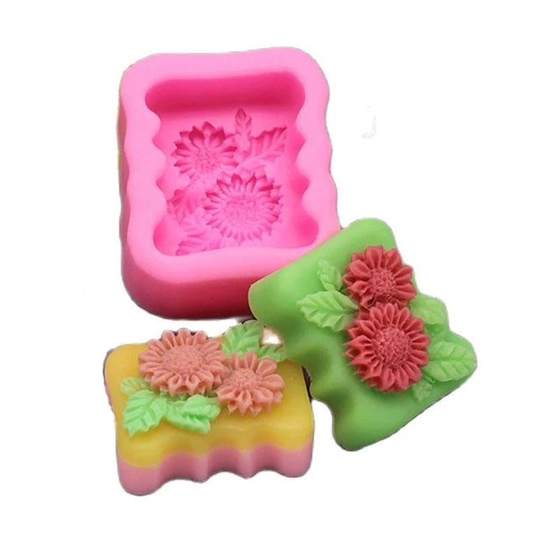 Soap Making Homemade - 3D Kare Çiçek Silikon Sabun Kalıp