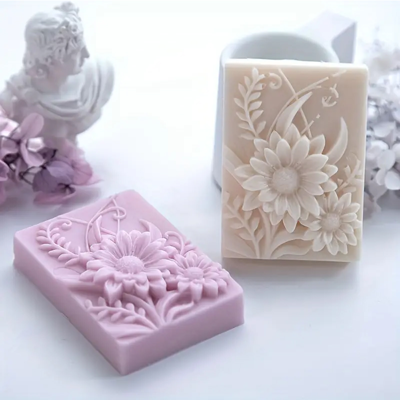 Soap Making Lye - 3D Çiçek Kare Sabun silikon kalıp